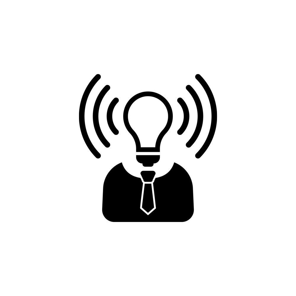 symbolic person with lightbulb instead of head