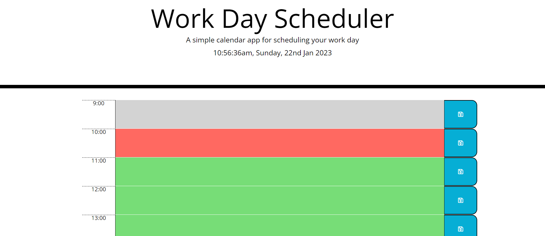 screenshot of planner-app deplyed